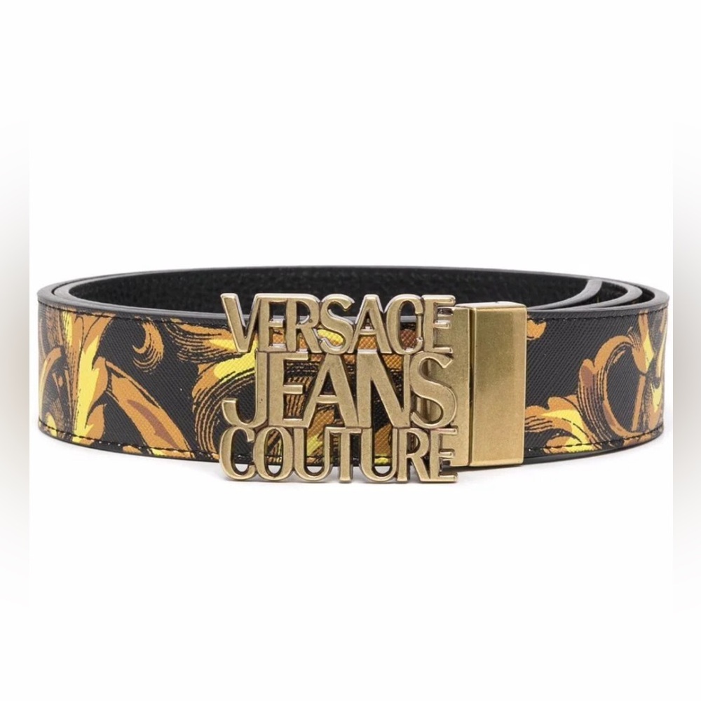 VERSACE JEANS COUTURE Logo- Buckle Leather Belt. NWT